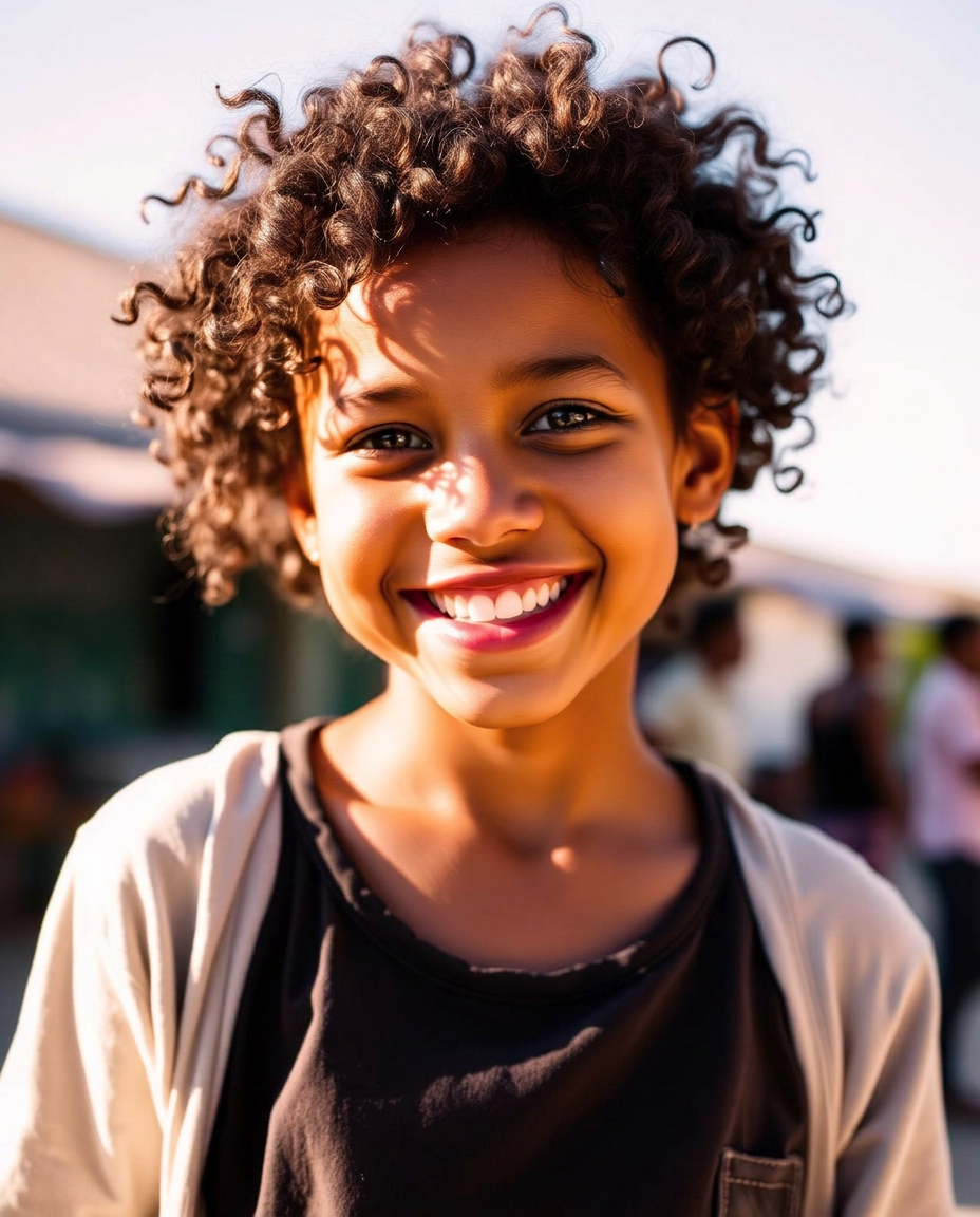 Sorriso de uma jovem da comunidade do Instituto Maria Bonitona